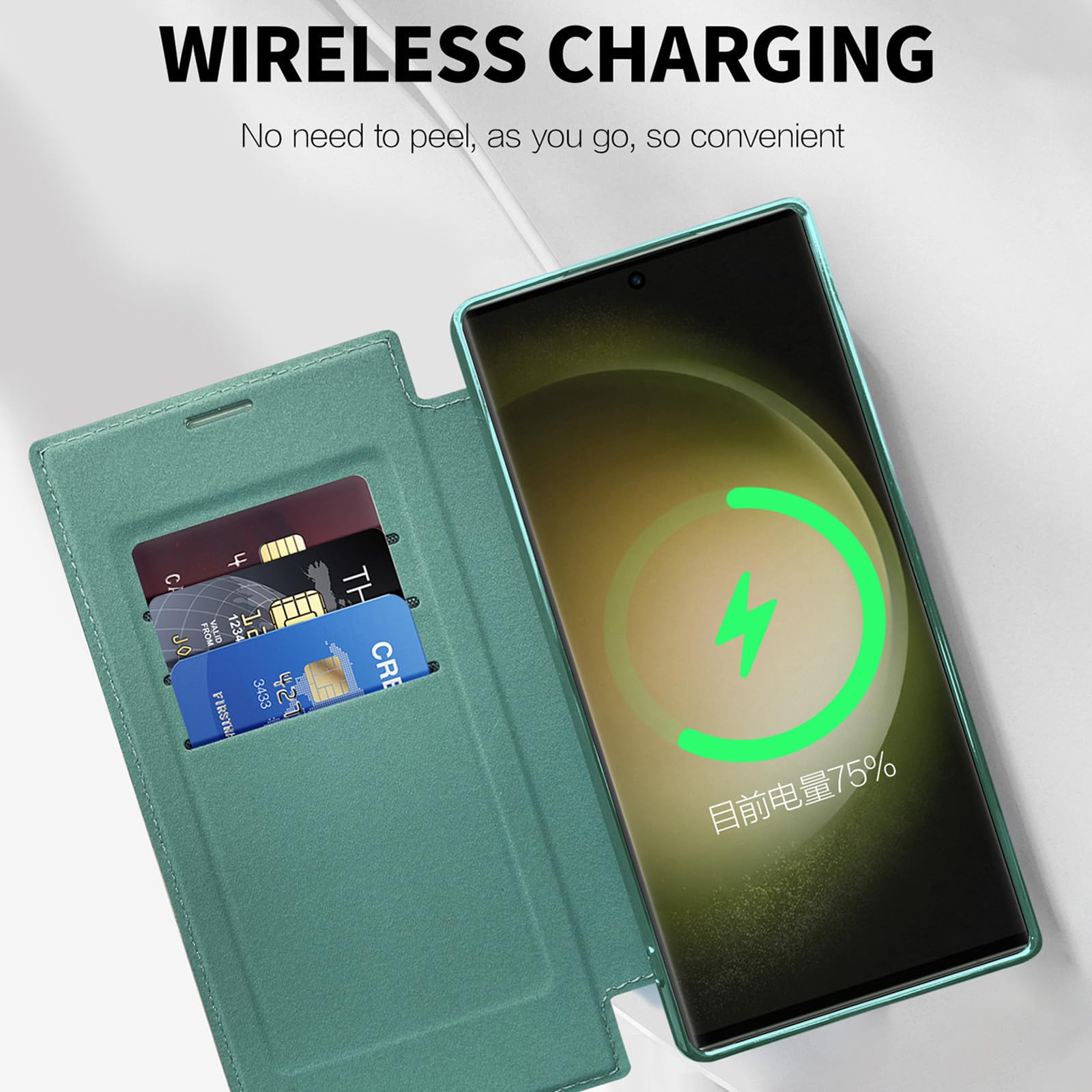 Etui z klapką do Samsung Galaxy S25 Ultra/S25 Plus/S25, skórzane etui blokujące RFID, z uchwytem na karty, bezprzewodowe ładowanie, magnetyczne etui, szare, S25 Ultra