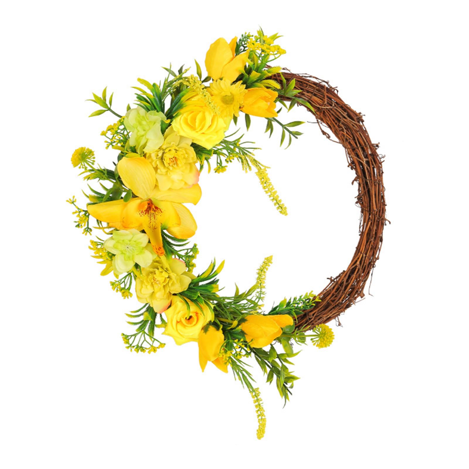Simulated Rose Garlands Rattan Flower Wreath Photography Props Wedding Home Wall Front Door Hanging Decoration 13inch Rose Wreaths for Front Door