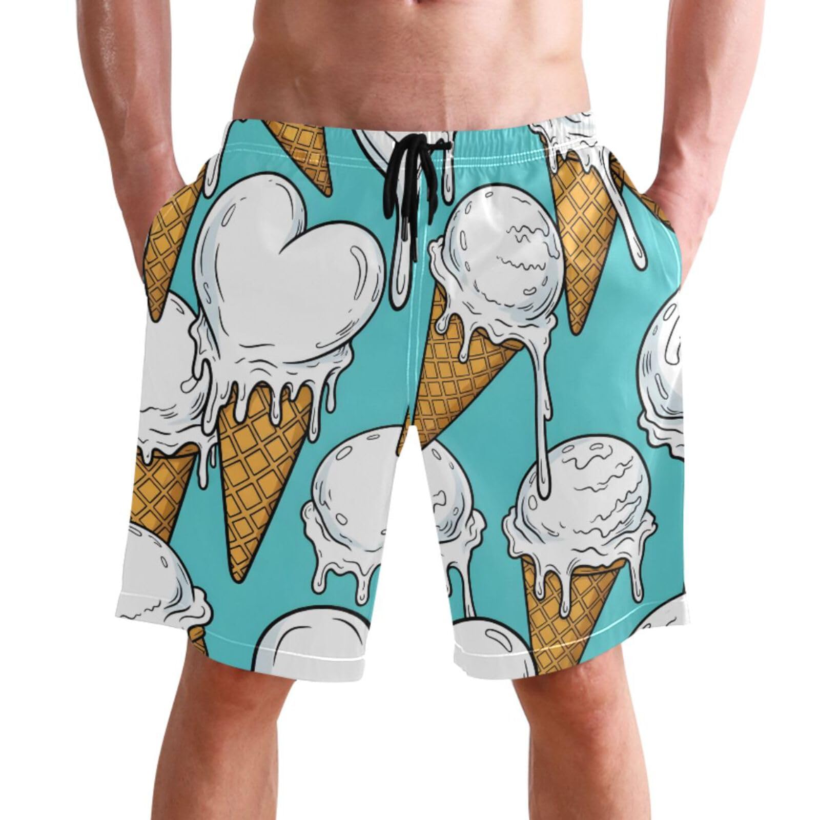 Short de bain homme cornet de glace short de plage confortable - 2