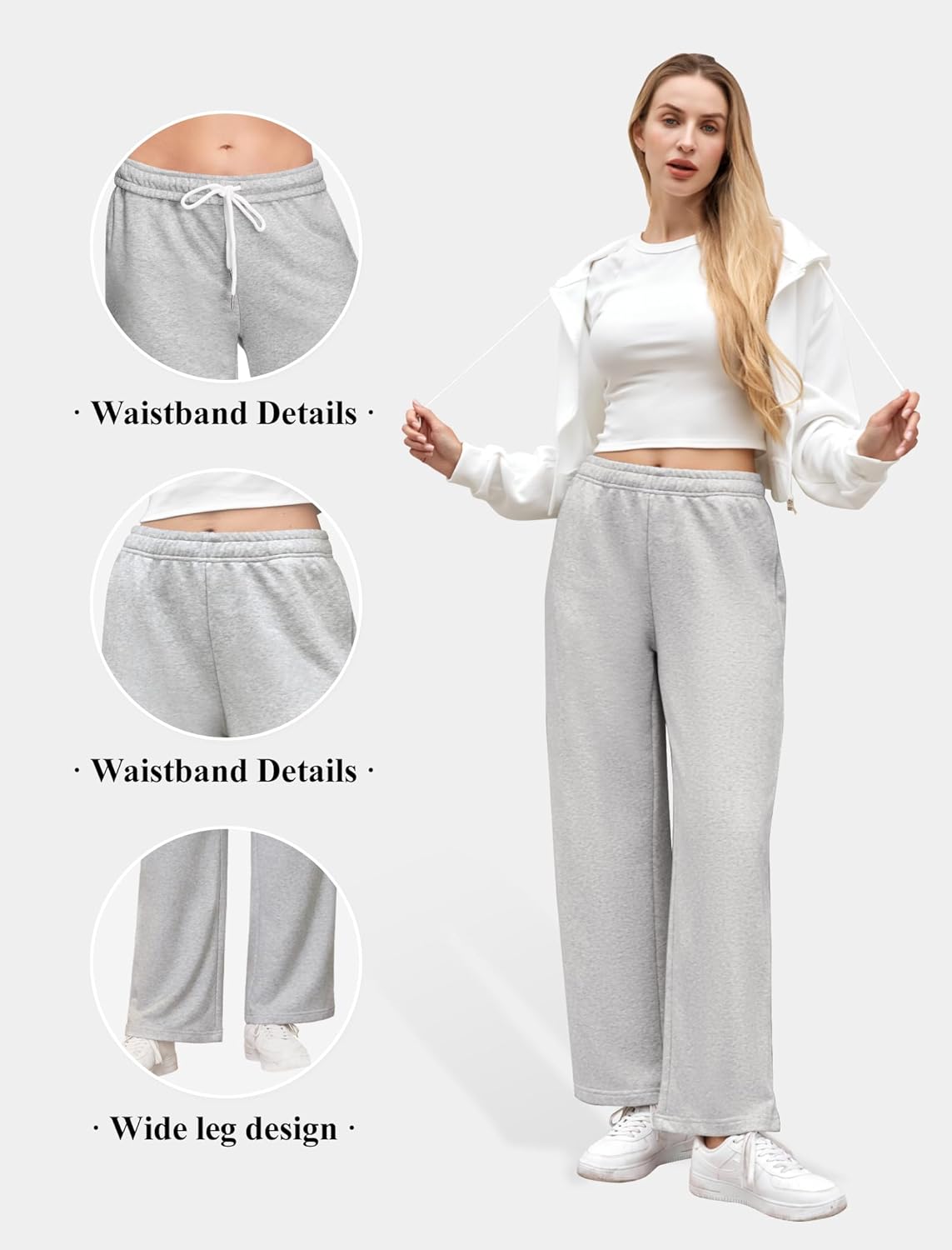 Womens Sweatpants Wide Leg Drawstring Workout Casual Baggy Pants High Waist with Pockets - Image 5