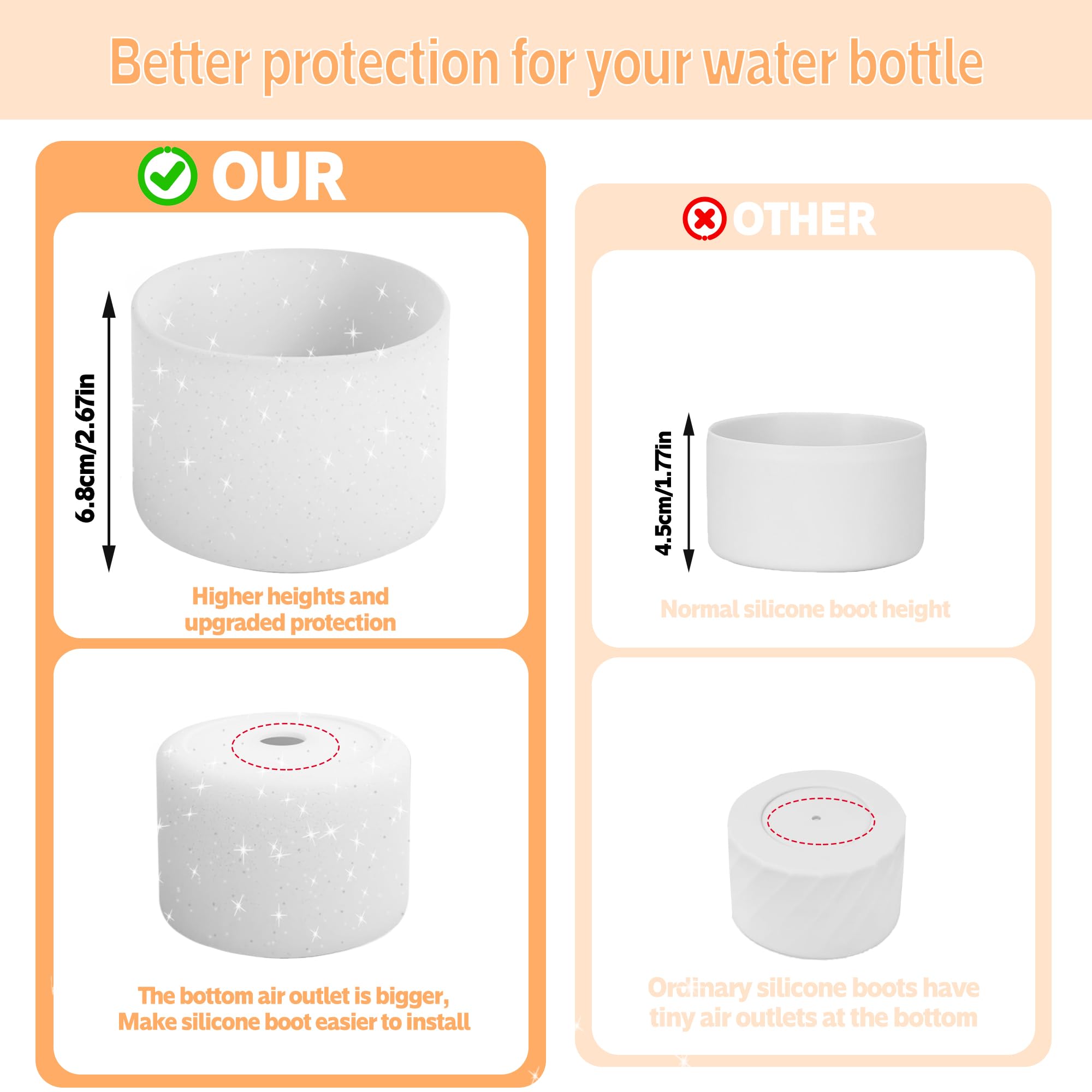 2PCS Silicone Boot For Owala Water Bottles - Fits 24oz, 32oz, 40oz FreeSip/Twist/Flip, Protective Anti-Slip Sleeve