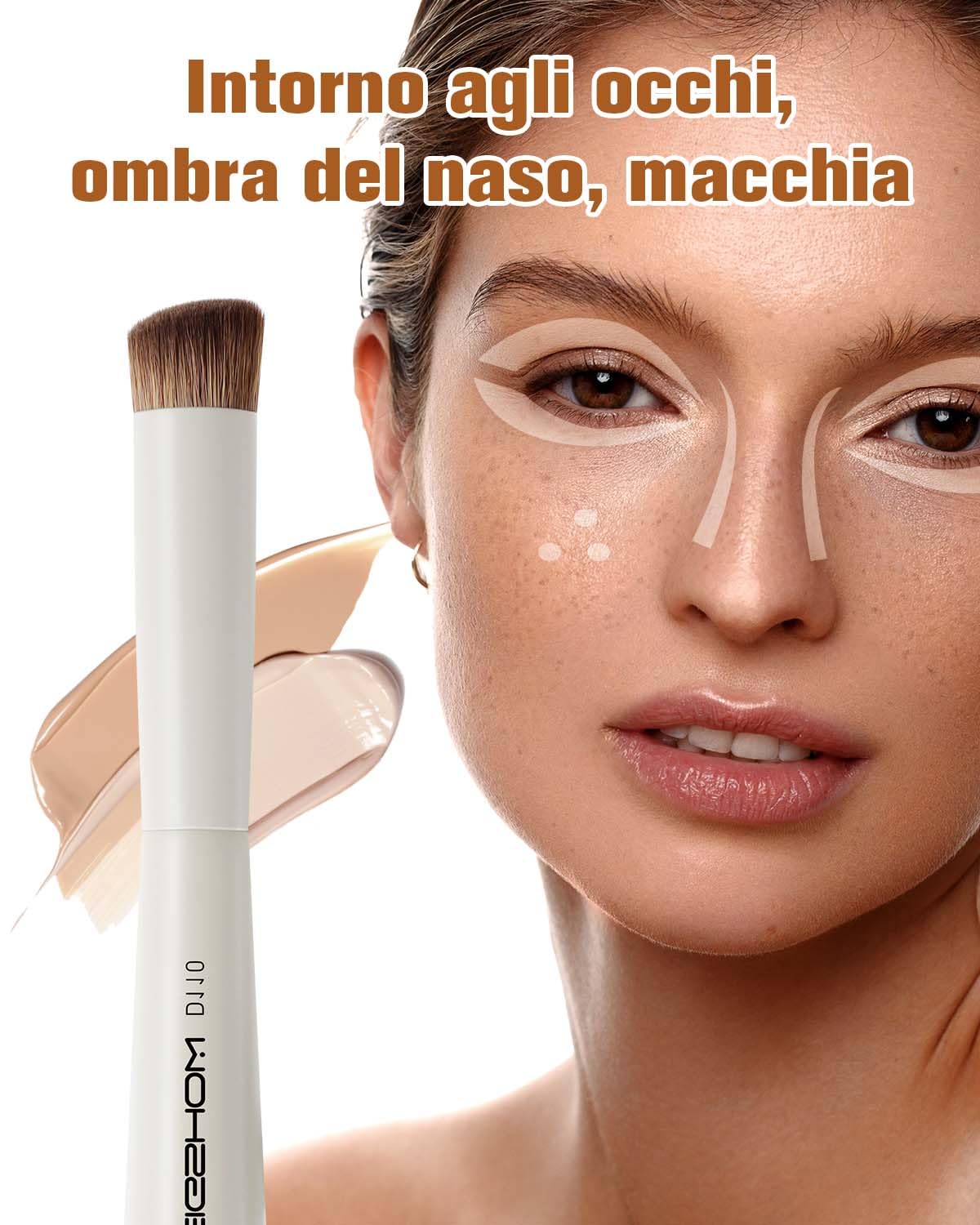 EIGSHOW Pennello per fondotinta e correttore, pennello per trucco a doppia estremità per una copertura impeccabile del fondotinta, correttore di precisione, vegano e senza crudeltà (D110 Beige)