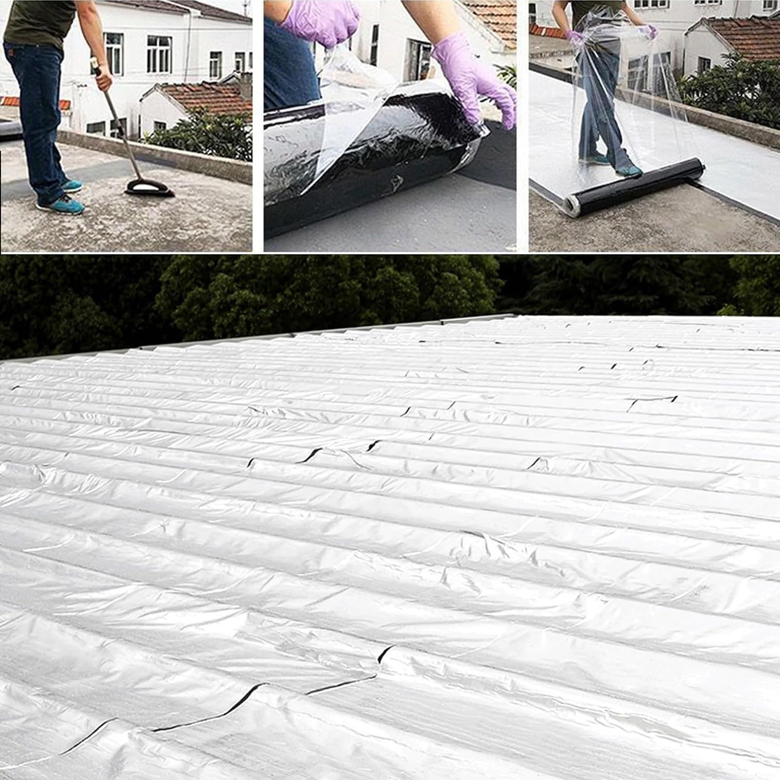 Samoprzylepna taśma asfaltowa z folii aluminiowej – wodoodporna taśma naprawcza dachu do pęknięć, rynien i otworów, trwała powłoka bitumiczna – 50 x 200 cm, idealna do użytku domowego i na zewnątrz
