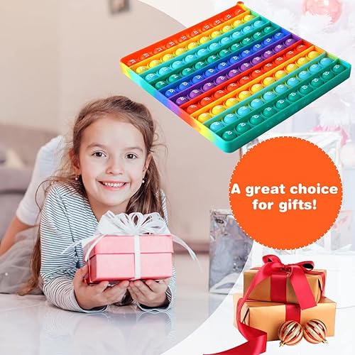 Miniatura 8 de Juguetes de matemáticas P0p con números, Kingmall 1-100 POP Rainbow Square Fidgett Ttoy 100 burbujas herramienta de aprendizaje para profesores para