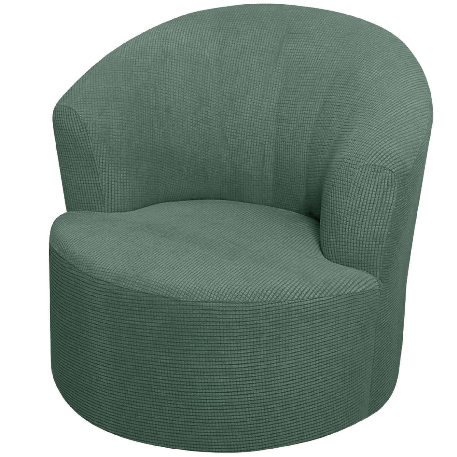 ZRCYXDW Swivel Barrel Chair Cover, Stretch Checkered Armchair Covers Round Tub Chair Covers Club Chair Slipcover for Hotel Dining Room Decorative-Green-1 Piece