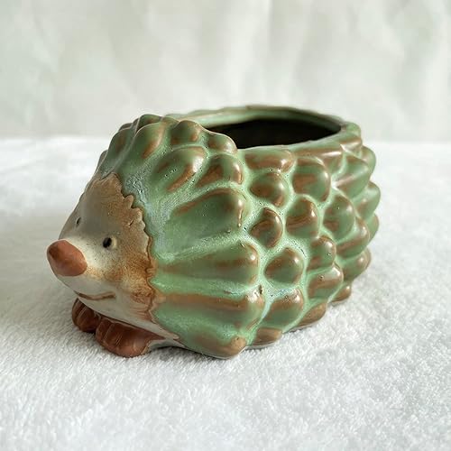 Miniatura 5 de Bonita maceta de erizo de cerámica, maceta de animales de dibujos animados para plantas suculentas, decoración de oficina en el hogar