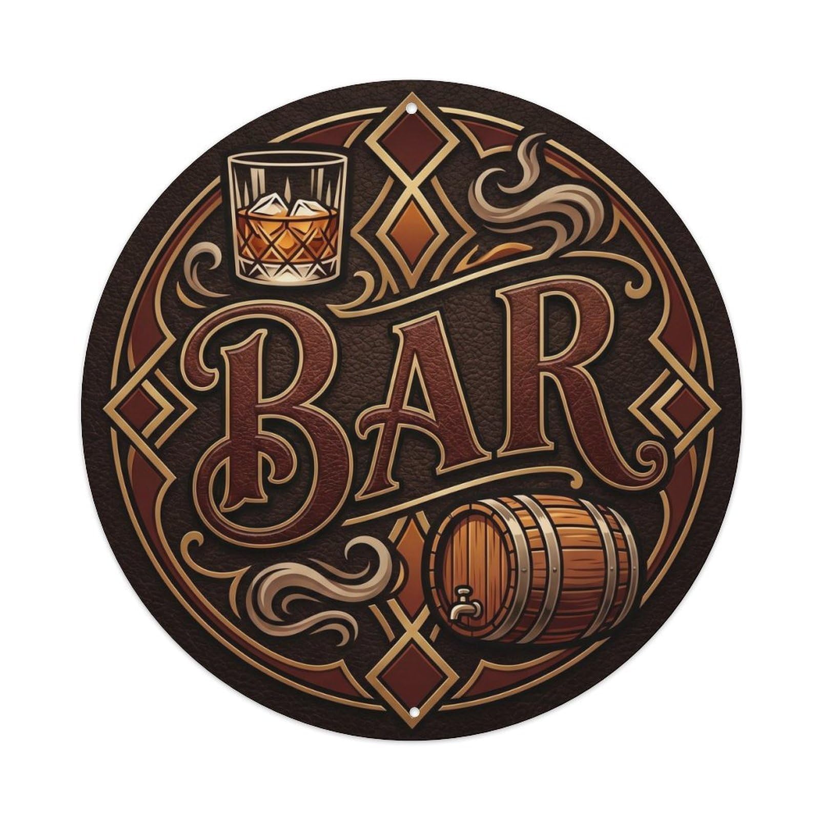 Vintage BAR Whiskey Lounge Plate Metal Tin Sign Plaque