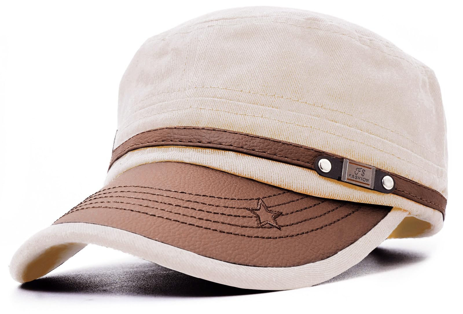 Flat Top Cap for Men Soft Cotton Adjustable Military