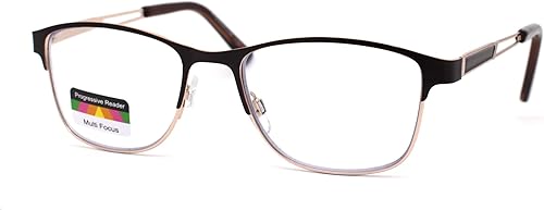 Rectángulo de metal medio borde bisagra de resorte 3 gafas de lectura progresivas multifocales