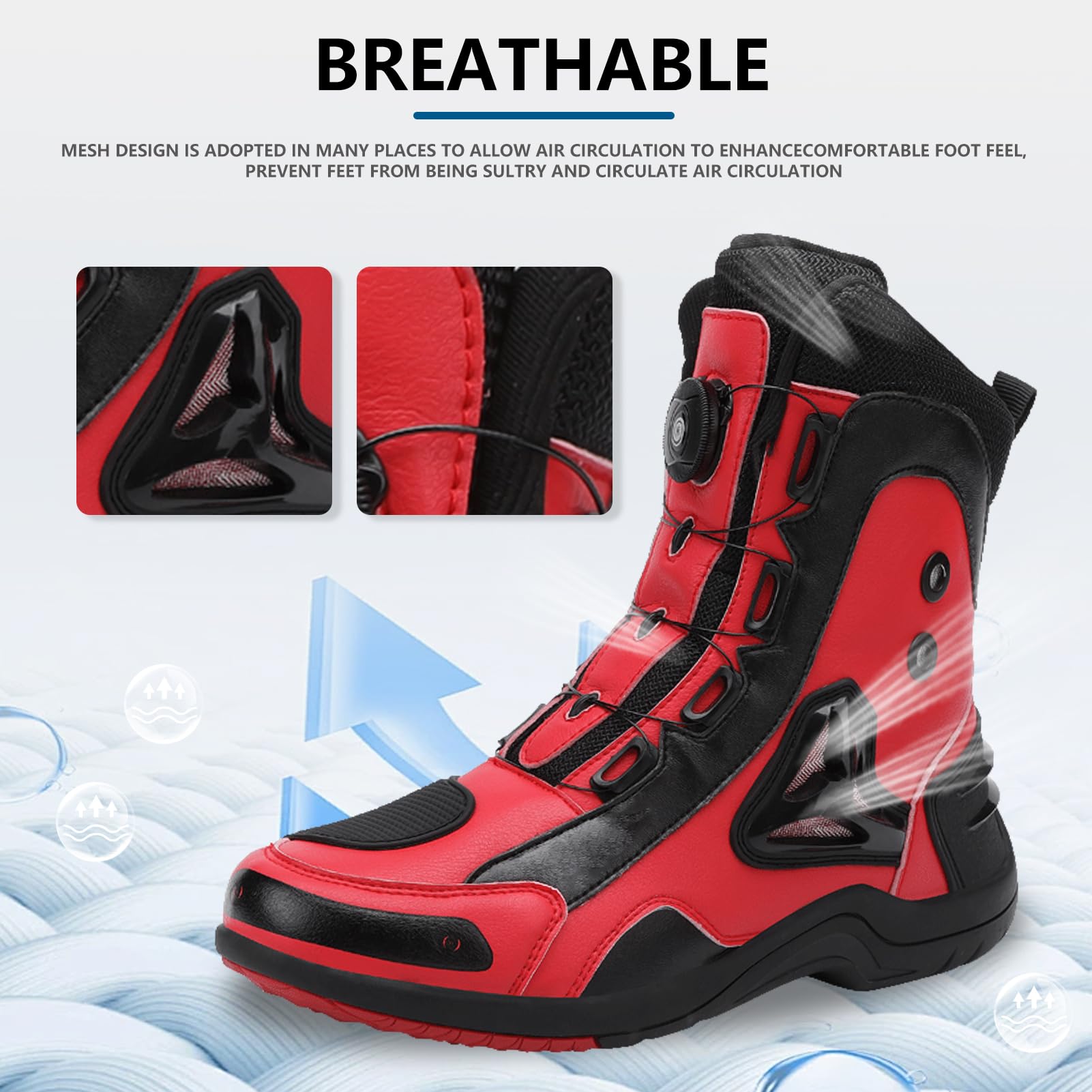 Chaussures de Moto pour Homme et Femme, Bottes de Moto Motard en Cuir Respirant avec Maintien de la Cheville, Semelles antidérapantes hydrofuges