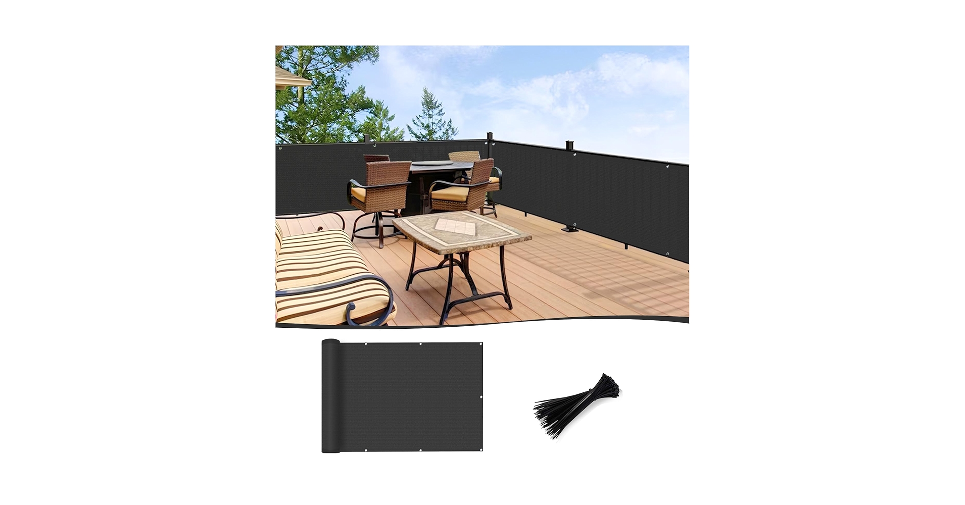 LOVE STORY Balcony Privacy Screen 100x600cm - Waterproof Balcony Railing Cover(PES),Dividing And Protective Screens For Balconies,UV Protection For Apartment Railings,Outdoor Garden,Cream