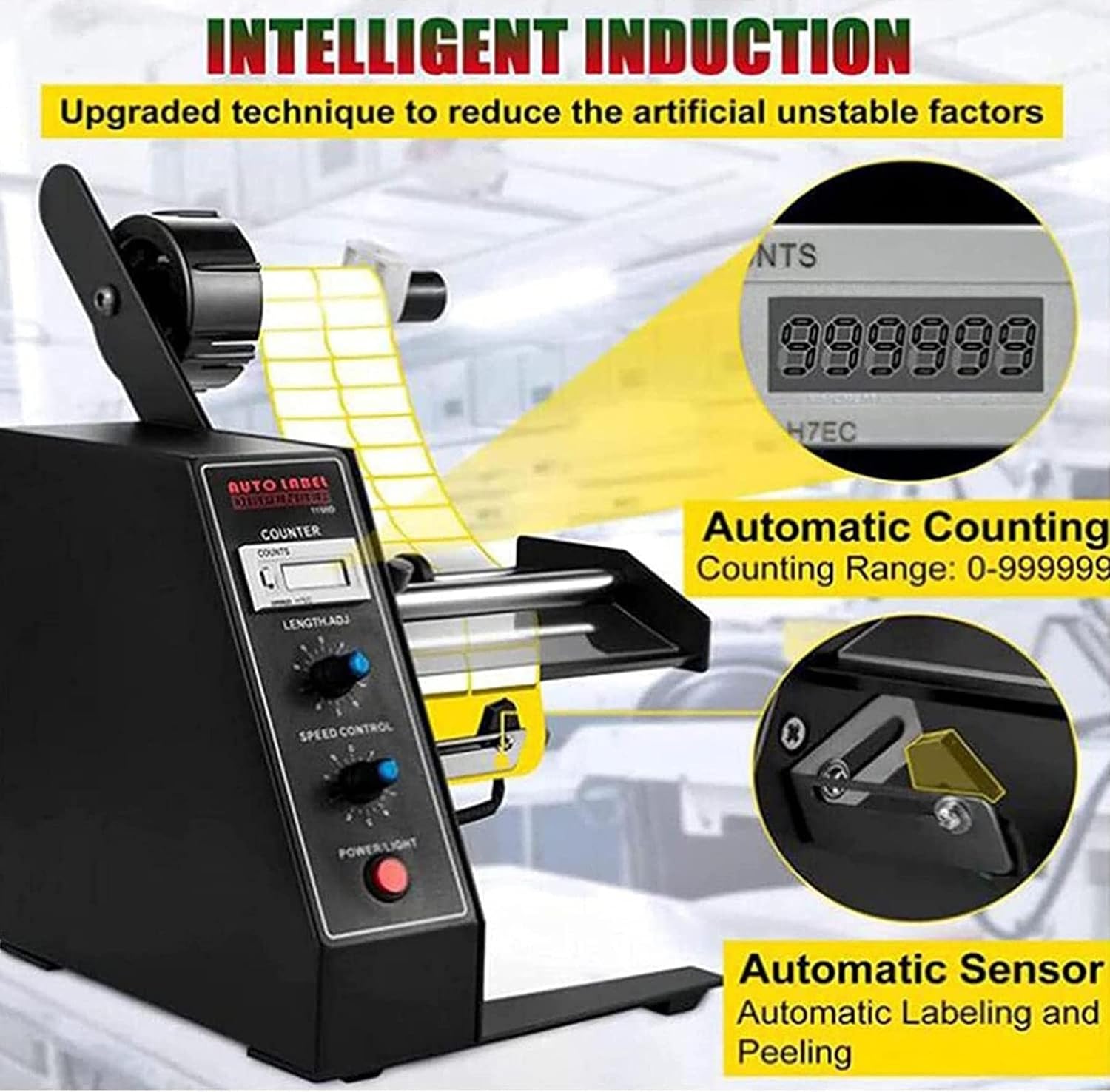 Label Peeling Machine,Automatic Label Dispenser,Electric Label Dispenser Machine,Length 4-200mm,Width 6-140mm,Counting Function