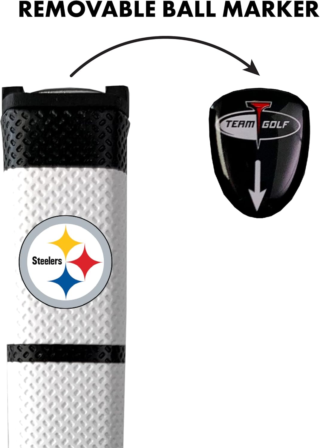 Team Golf NFL Pittsburgh Steelers Golf Putter Grip Team Golf NFL Golf Putter Grip (Multi Colored) with Removable Ball Marker, Durable Wide Grip & Easy to Control