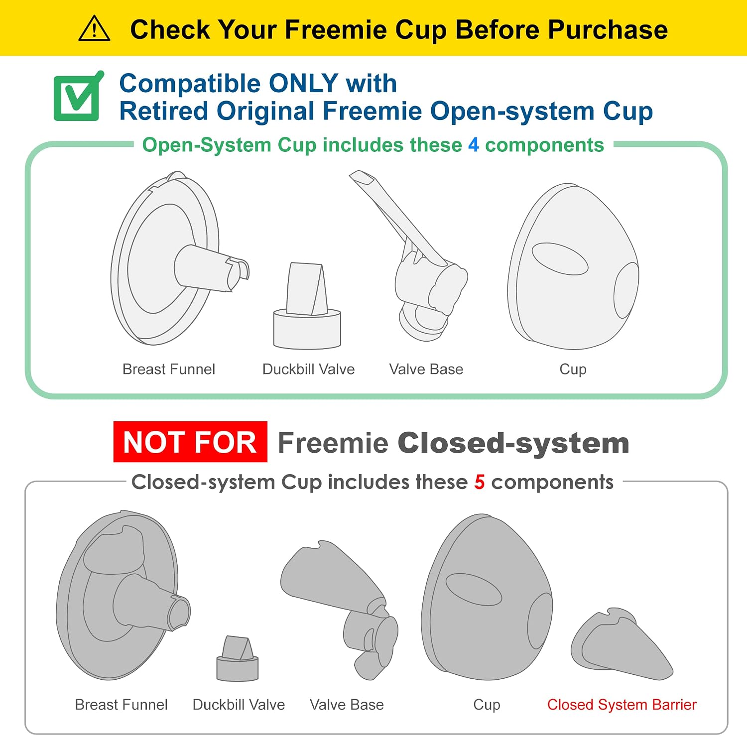 Maymom Valve Replacements ONLY for Retired Freemie Open System Cups. Replaces Freemie Open System Duckbills or Freemie Open System Valves. (4 pc): NOT for Freemie Closed System Valves