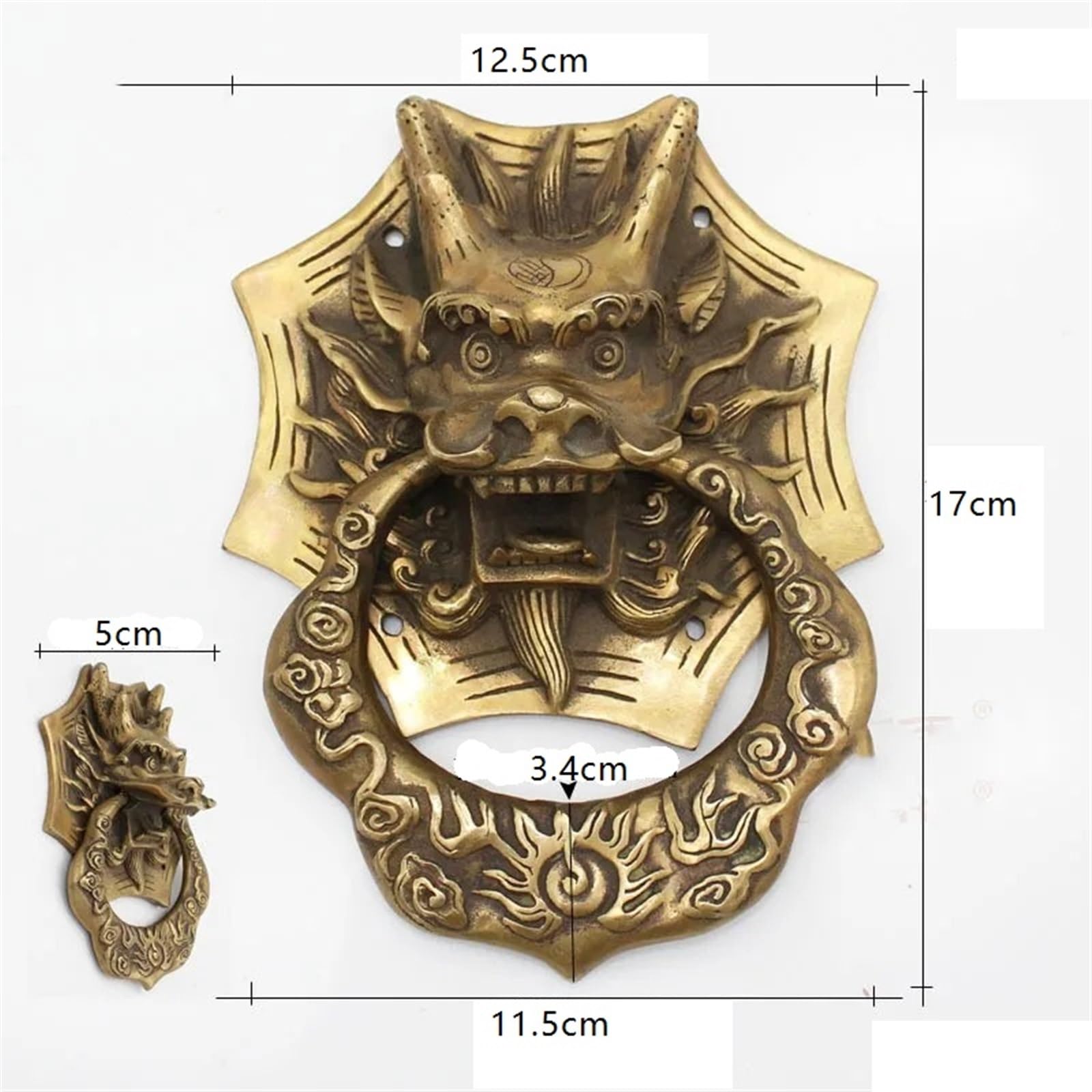 Heurtoir de porte Heurtoir de porte en laiton forme dragon, poignées meubles cour villa bois, heurtoir bronze, décoration la maison