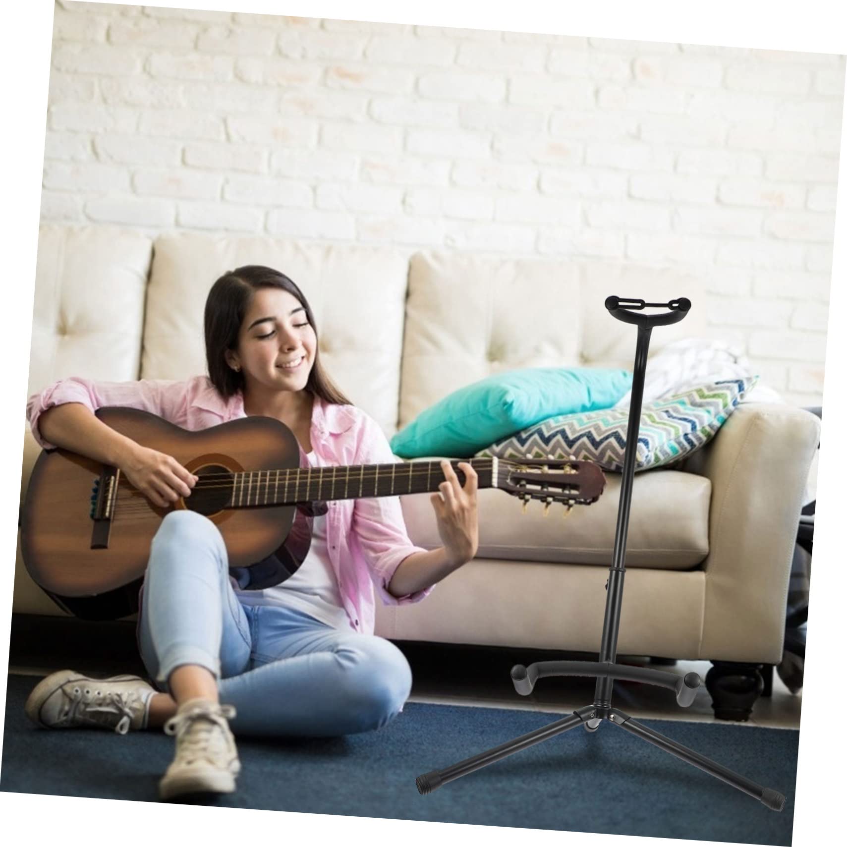 Supporto Pieghevole per Chitarra, Espositore Verticale Stabile e Leggero, in Ferro, Spugna e Abs, per Negozio di Chitarre