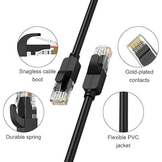 Cable Ethernet Cat6 1.5ft 26AWG 10Gbps RJ45 Negro Interior/Exterior miniatura 2