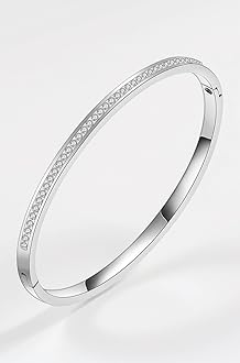 18K Gold Plated Stainless Steel Openable Crystal Bracelet | Cuff Bangle | Friendship Couple Wedding Gifts for Mother Sister Wife Girlfriend | Anti Tarnish Jewellery