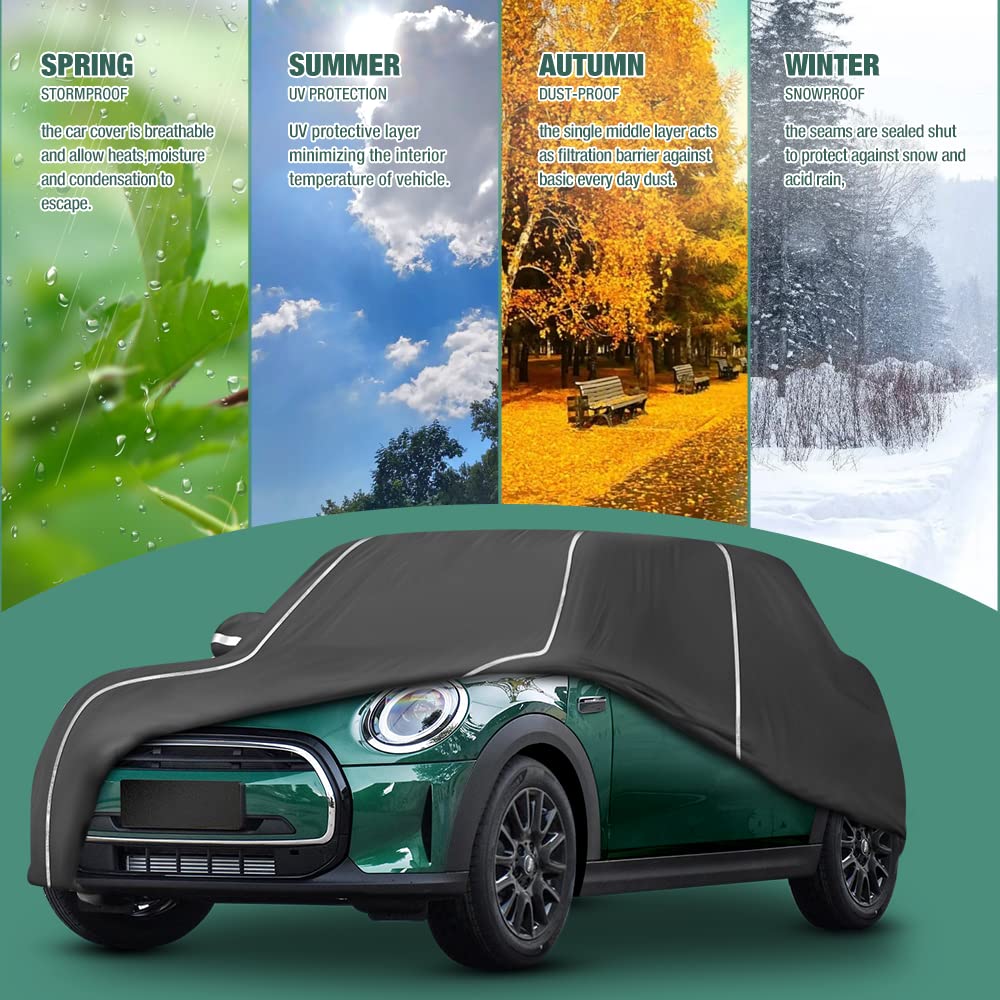 Waterproof Car Cover Compatible for Mini Cooper Cooper S 2-Doors 2002-2024 All Weather 6 Layers Full Car Cover — view 5
