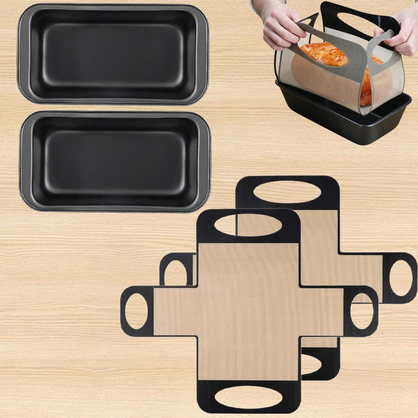 flintronic Teglia per Pane in Acciaio al Carbonio Antiaderente, 27.5×15×6cm, 2 Pezzi Stampo da Forno per Pane a Cassetta, Temperatura Max 220°C