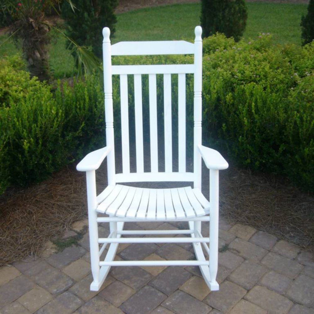 Classic Slat Seat Adult Rocker White