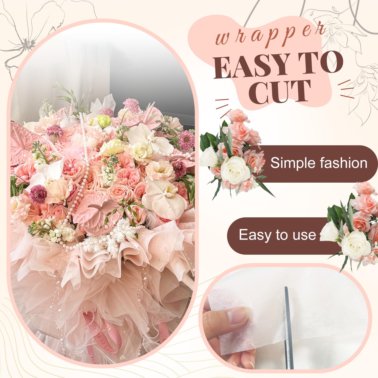 Hojas de Papel de Regalo de Ramo de Flores, Papel para Ramos de Flores 144 Hojas, Ramo Flore Preservadas Decoracion Suave e Impermeable, Ideal para Floristas y Artesanos, 30x30 cm