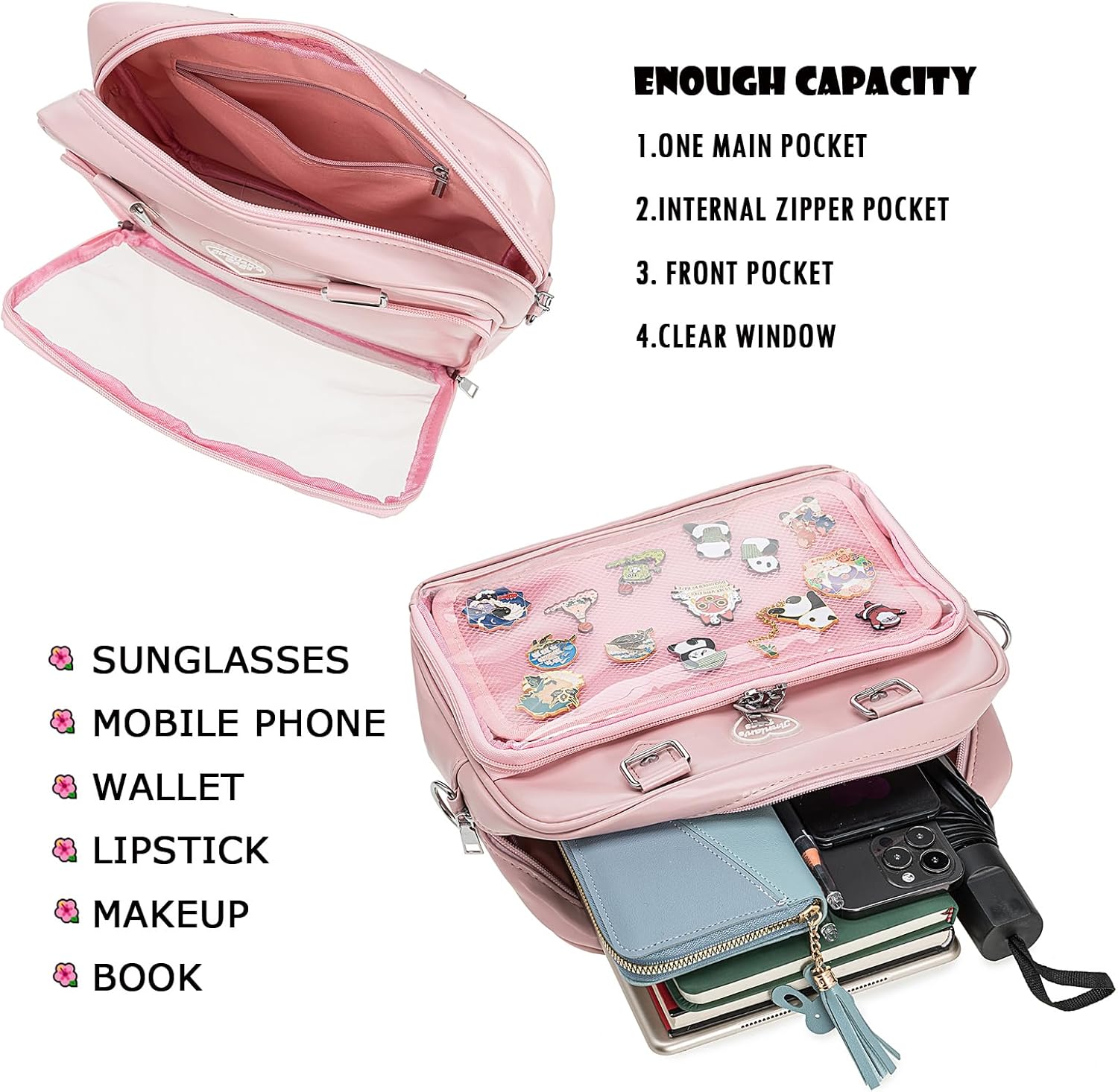 Ita Bag Crossbody Handbags Kawaii Shoulder Purse Square Backpack with Insert Anime Pins Display - Image 6