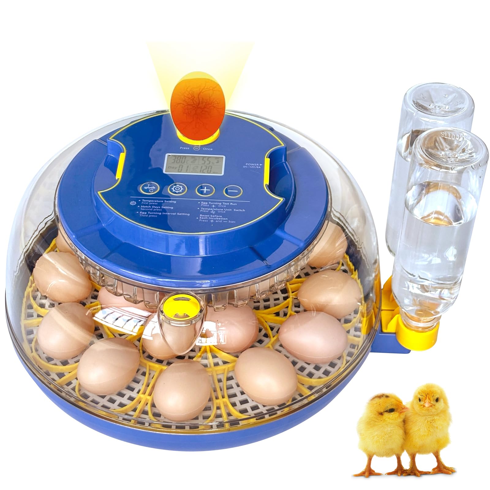 Incubateur pour couver des œufs de poule et caille avec tourneur automatique 18 œufs