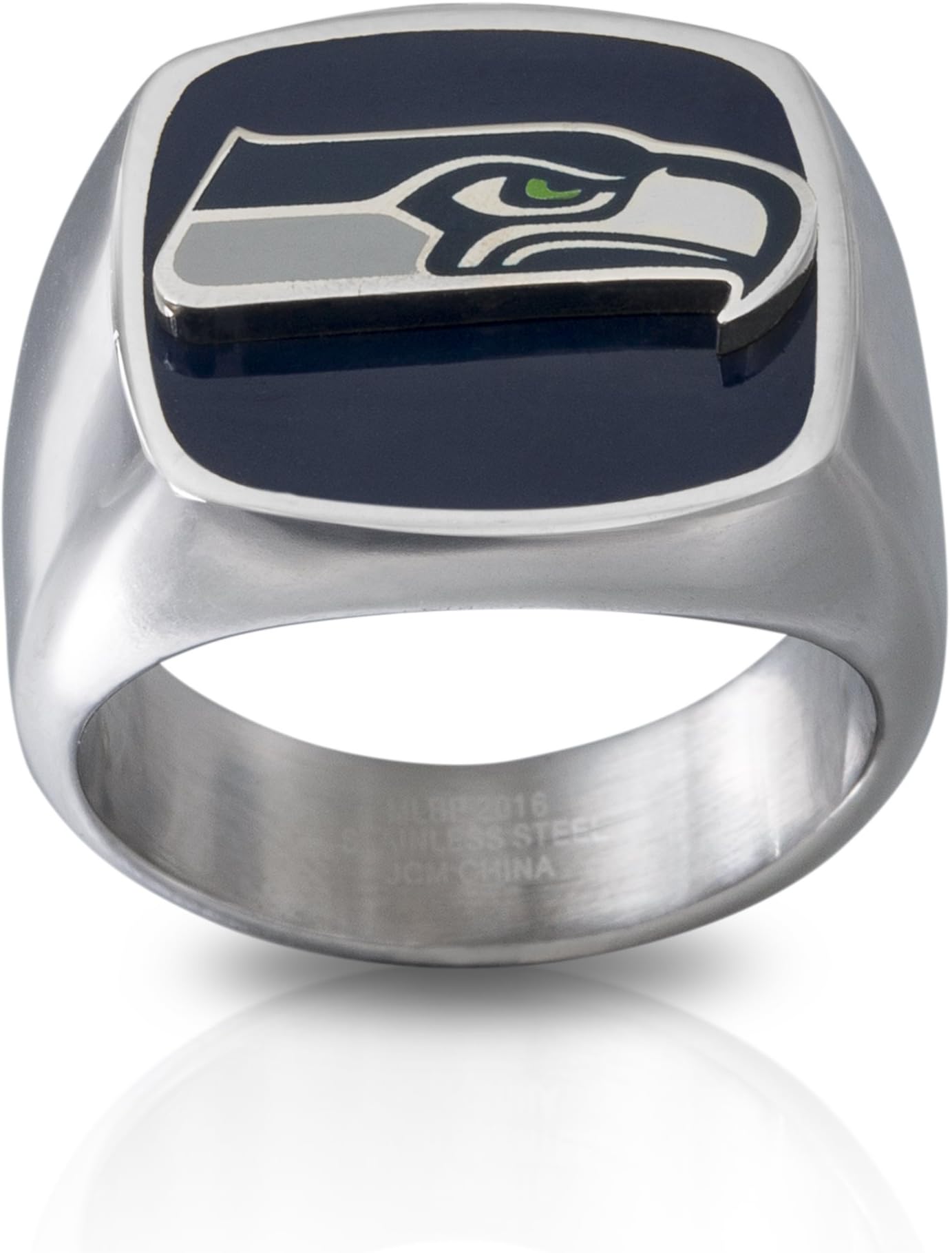 NFL Seattle Seahawks Men's License Stainless Steel Logo Ring, Size 10, Blue