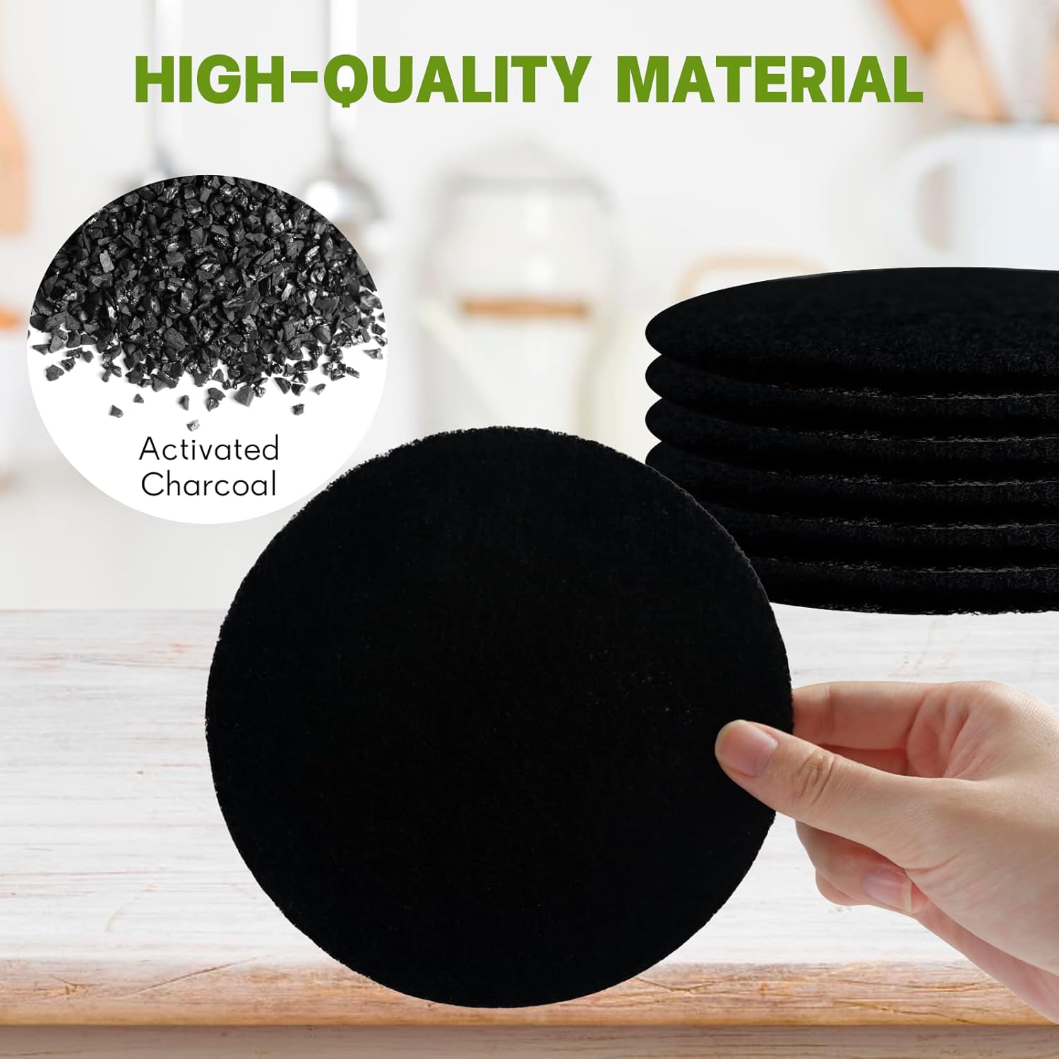 6 Pack Charcoal Filters for Compost Bin Bucket, 5 Inch Round Activated Carbon Charcoal Replacement Filters for Kitchen Countertop and Home Bucket Compost Bin (Refill, Odor Eliminating)​