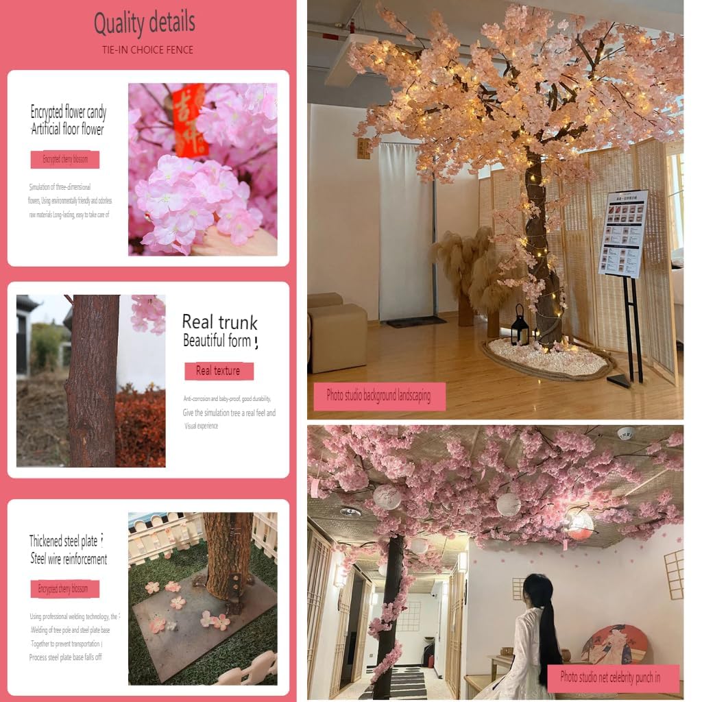 Árbol de melocotón artificial, decoración floral de seda para uso en interiores y exteriores, perfecto para fiestas, eventos, restaurantes y centros comerciales