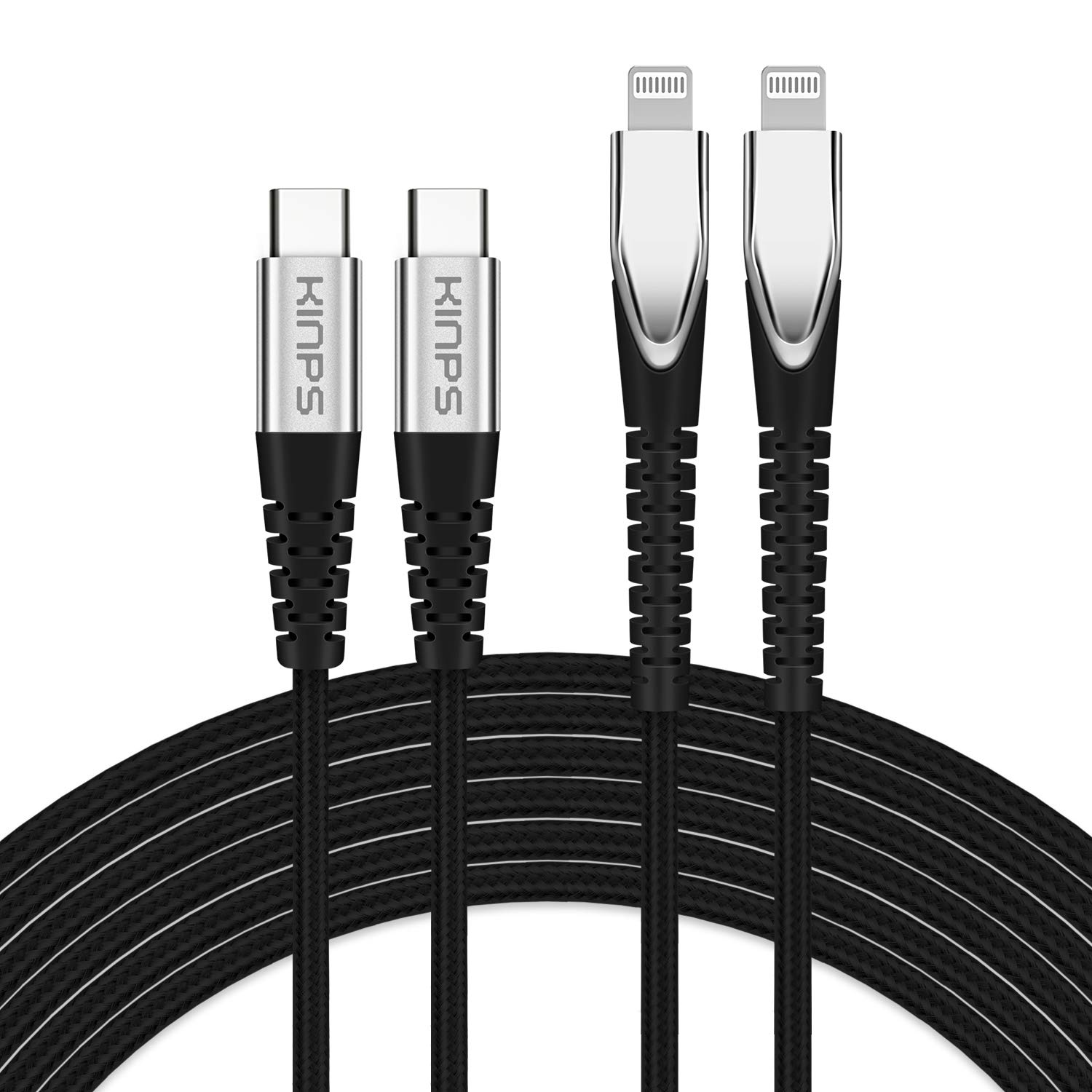 KINPS MFI Certified 10FT (2-Pack) USB C to Lightning Fast Charging Cable Compatible with iPhone 11/11Pro/11 Pro Max/X/XS/XR/XS MAX, Supports Power Delivery(for Use with Type C Chargers),(Black)