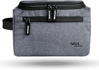 Gizga Essentials ट्रैवल टॉयलेटरी किट बैग पुरुषों और महिलाओं के लिए, हैंडल और हुक के साथ ट्रैवल ऑर्गनाइज़र केस, प्रीमियम ज़िपर, मल्टीपल पॉकेट, शेविंग मेकअप कॉस्मेटिक्स के लिए मल्टी-यूटिलिटी पाउच, हल्का ग्रे (धूसर)