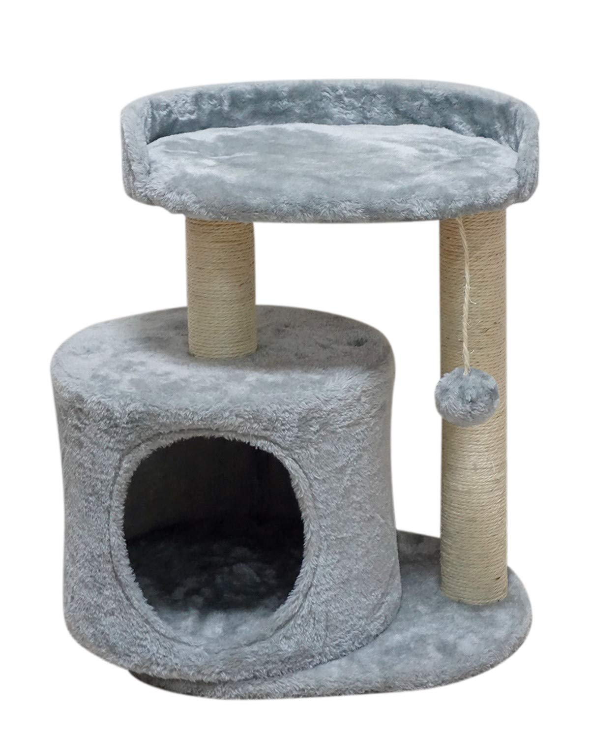 MIAO PAW Cat Tree Tower Condo Furniture Activity Center Kitten Play House Sisal Scratching Posts Large Platforms and a condo Grey