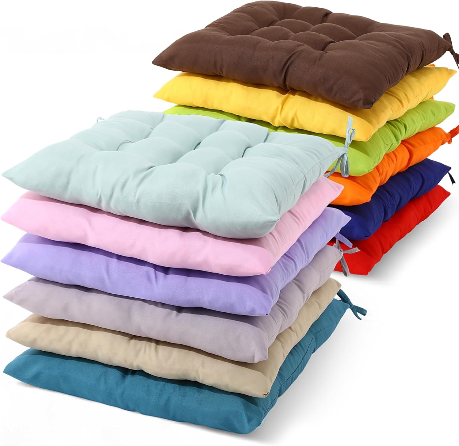 Geetery 12 Pcs Floor Pillows for Classroom Bulk Square Seating Cushions for Floor Chair School Kindergarten Reading Corner, 15.7'' Large Thick Meditation Cushions Yoga Nursery Daycare (Multicolor) Multicolor 12