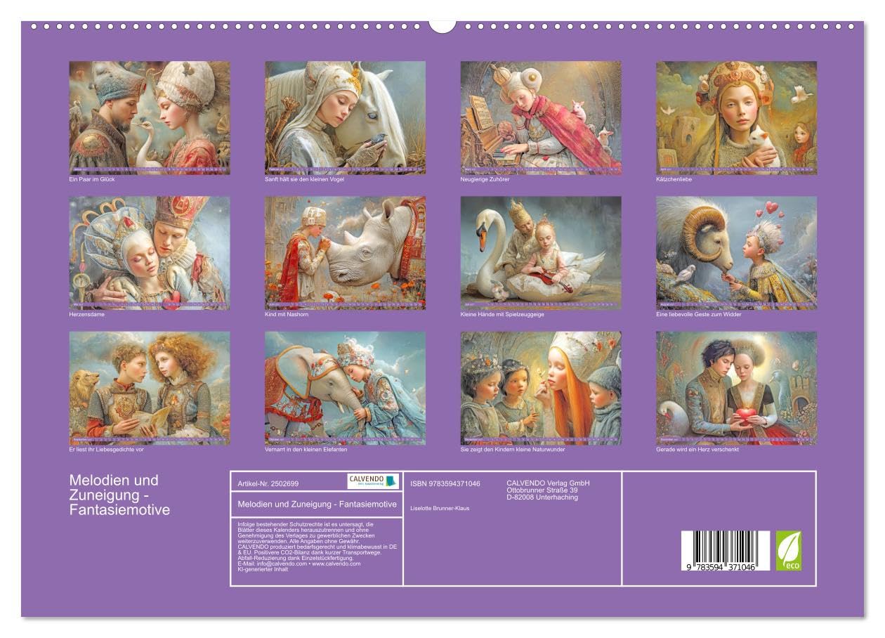CALVENDO · Melodien und Zuneigung - Fantasiemotive (Kalender 2027) | DIN A2 Querformat · Premium-Wandkalender · Originelle außergewöhnliche Motive der Liebe