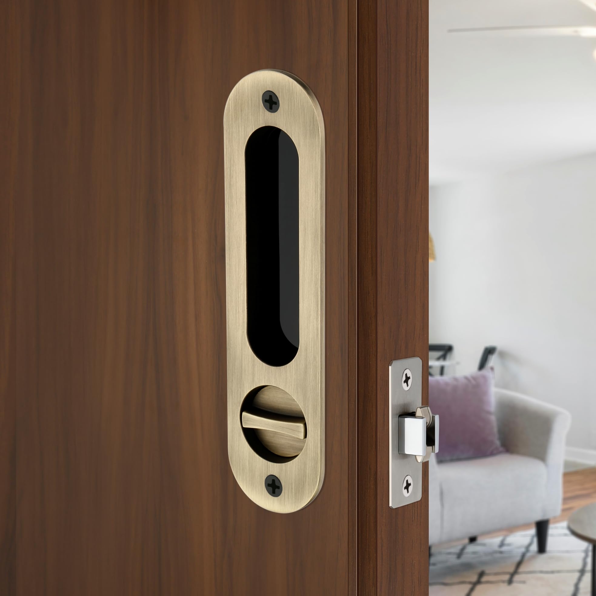 LAPO Sliding Door Lock | Zinc Alloy | Premium Antique Black Finish | Fits 35mm–50mm Door Thickness | Heavy Duty Handle with Privacy Lock for Wooden & Metal Sliding Doors | Home & Office Use-image-27