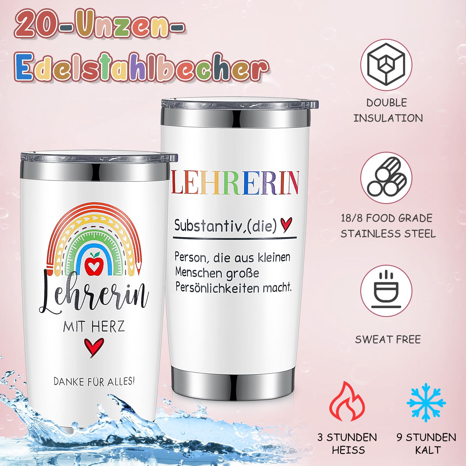 Tazza Termica 20oz 'World's Best Teacher' In Acciaio Inox 304: Regalo Per Insegnante Con Cannucce E Spazzole