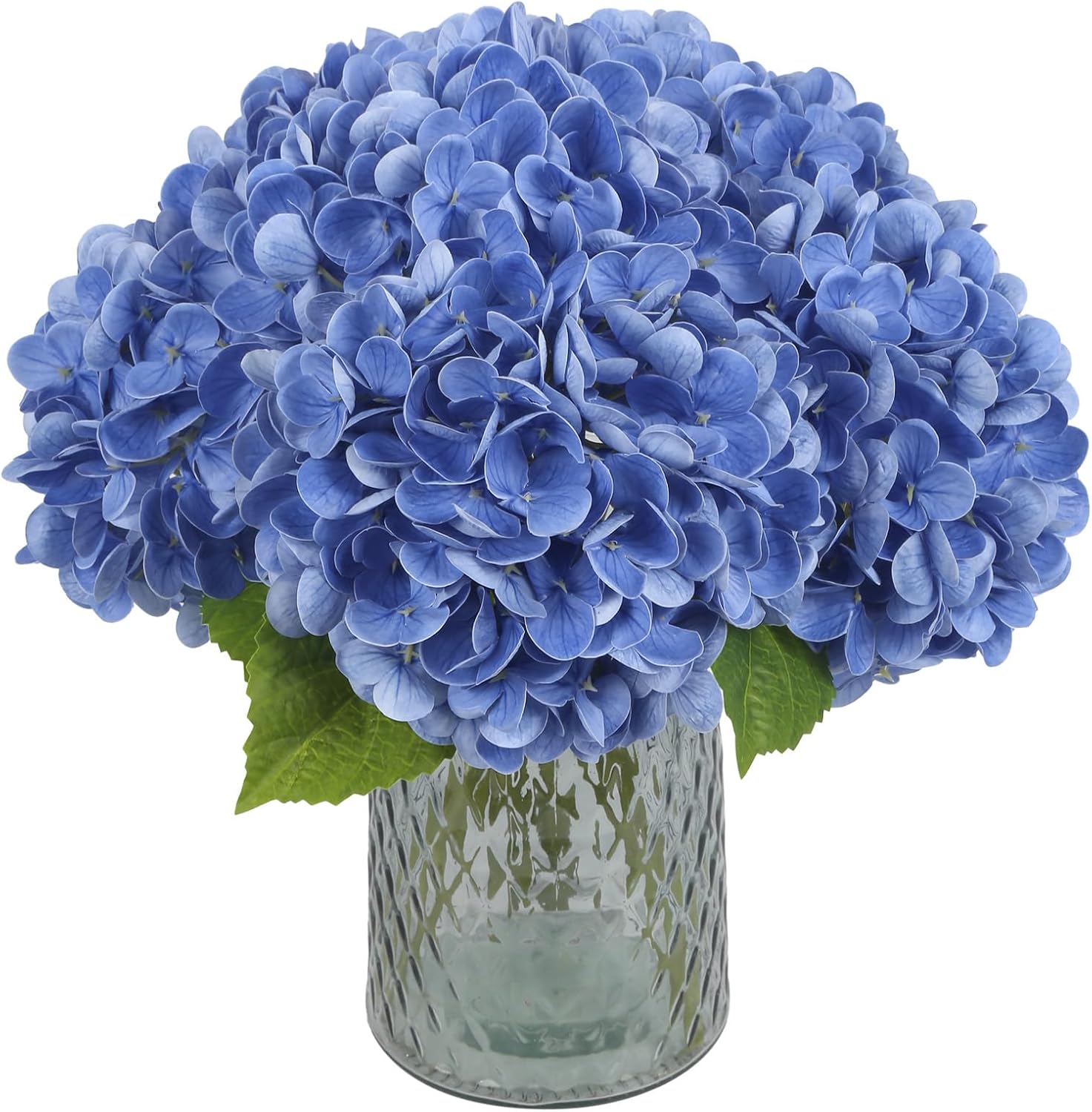 IPOPU 6PCS Real Touch Hydrangea Artificial Flowers Royal Blue Fake Hydrangeas with Stems Latex Realistic Faux Hydrangea Flowers for Wedding Centerpiece Floral Arrangements Home Decor (Royal Blue)