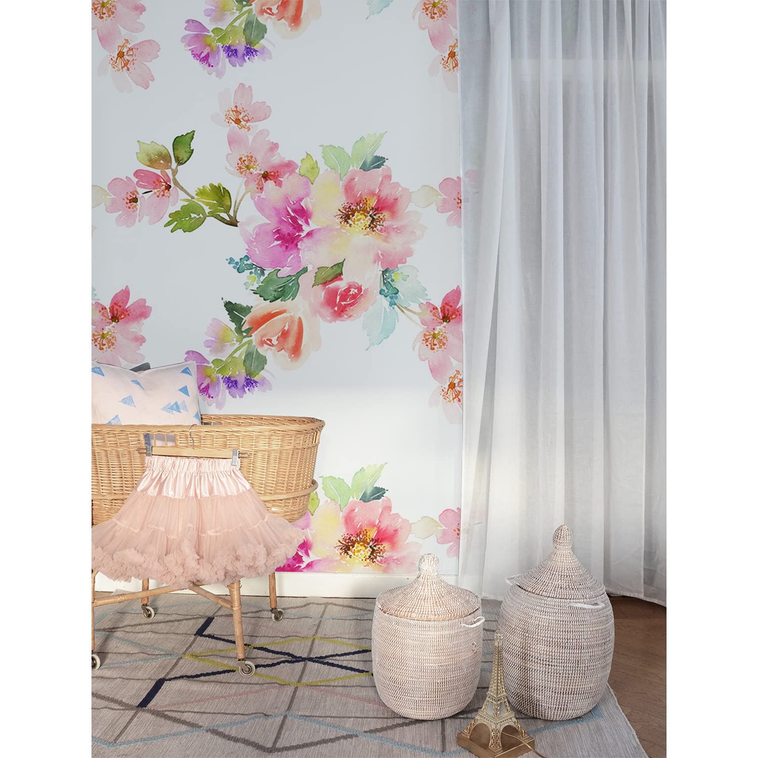 Papier peint fleurs Coloray décoration murale en latex 250x104cm pour meuble et chambre