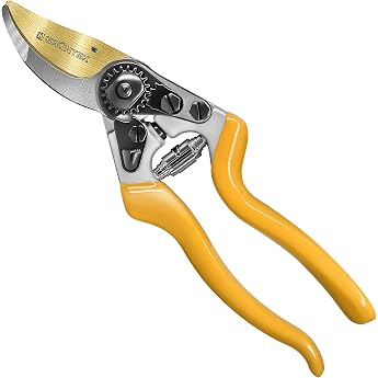 GR NTEK Premium Garden Shears Z-25 Forged Titanium Coated SK5 Precision Blade Pruning Shears Ergonomic 215 mm Bypass Rose Shears Non-Stick Coating Satisfaction Guarantee