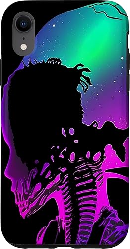 Miniatura 16 de iPhone 12/12 Pro Trippy Vaporwave Alien Head Skull Dripping Paint UFO Art Case