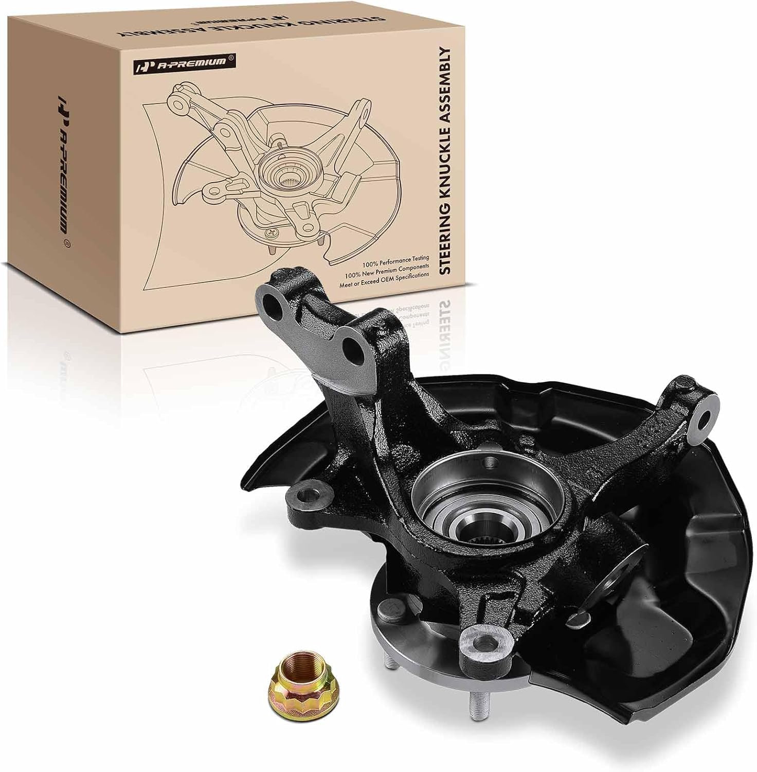 A-Premium Front Right Steering Knuckle & Wheel Bearing Hub Assembly Compatible with Toyota Avalon 2005-2011, 3.5L, Sedan, Passenger Side