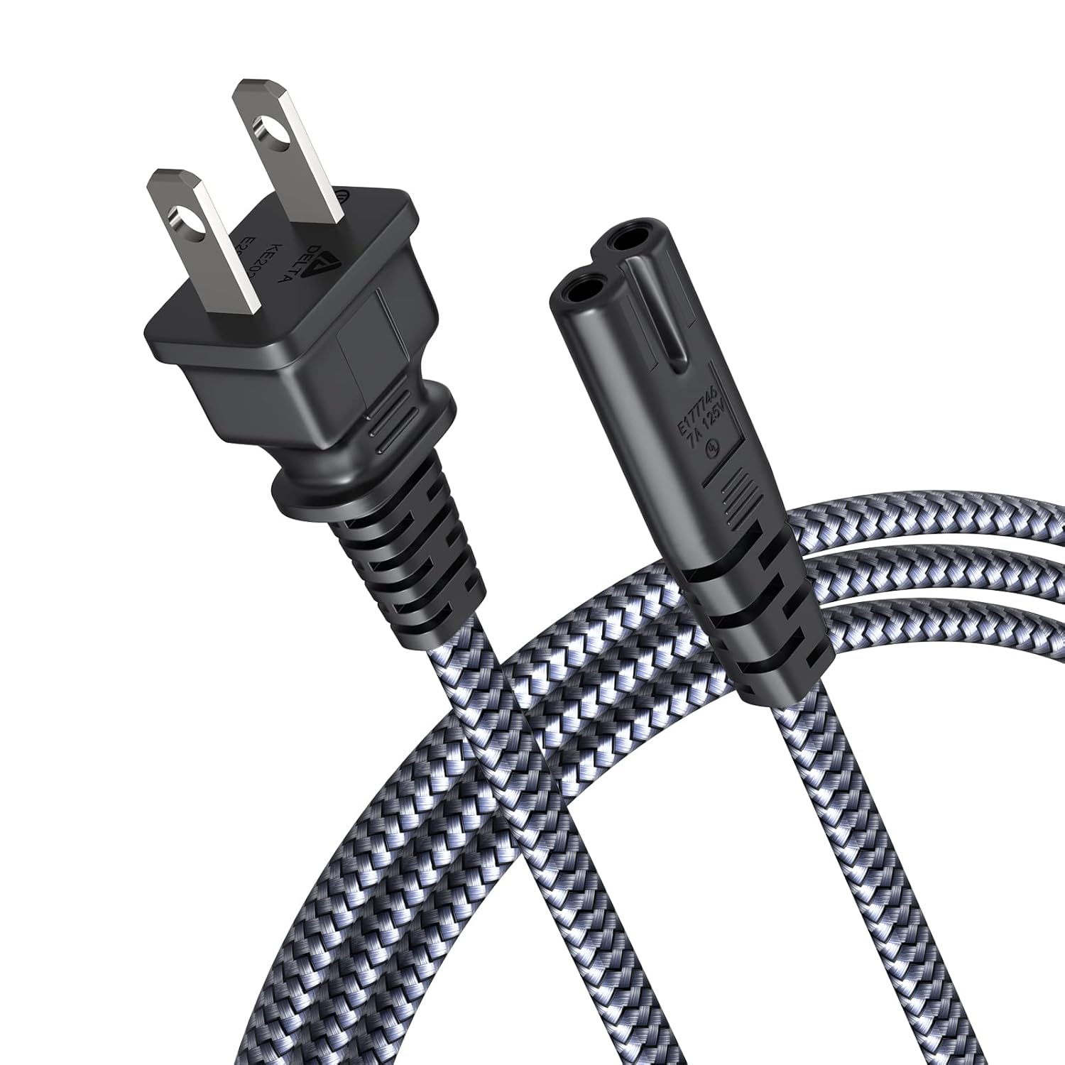Power Cord Goalfish 2 Prong Power Cable 7A 125V 18AWG TV Power Cord Replacement for PlayStation PS3 PS4