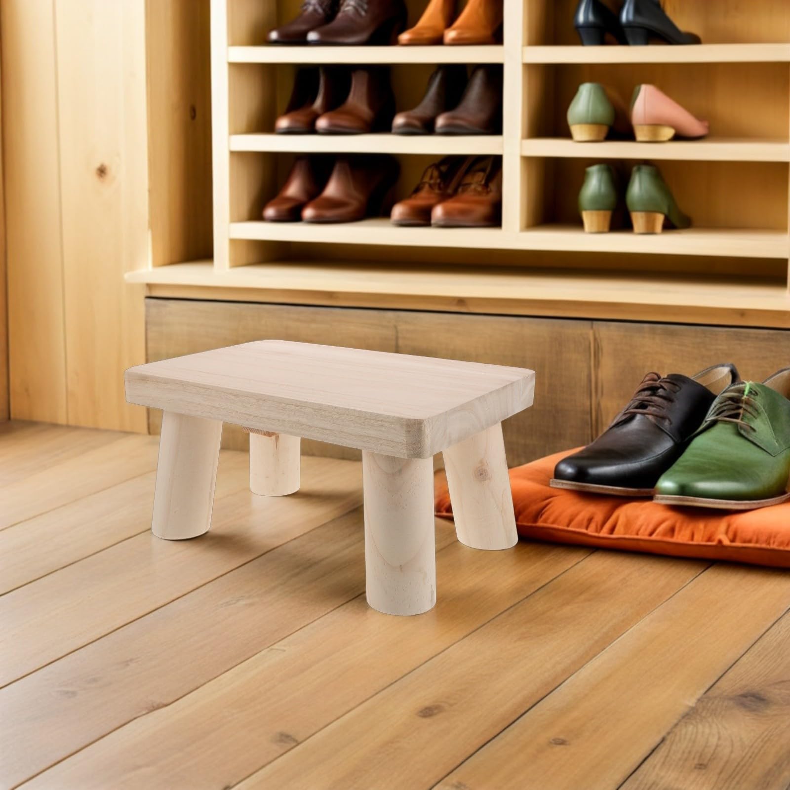 EXCEART Sgabello in Legno Vintage Rettangolare per Anziani con Superficie senza Schegge Multifunzionale per Camera e Ufficio