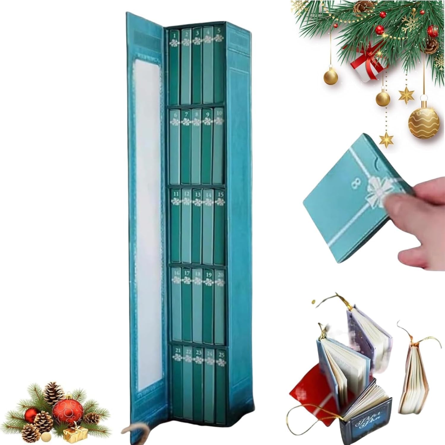 Calendrier De L'Avent 2025 Décoré De Mini Livres. Calendrier De L'Avent Pour Les