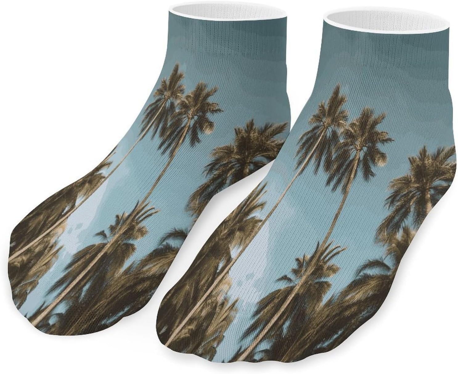 Tall Tropical Palm Trees Ankle Socks for Men Women 5 Pairs | Comfortable Casual Low Cut Socks, Lightweight No Show Breathable Athletic Socks, Soft Mini Crew Socks for All Seasons