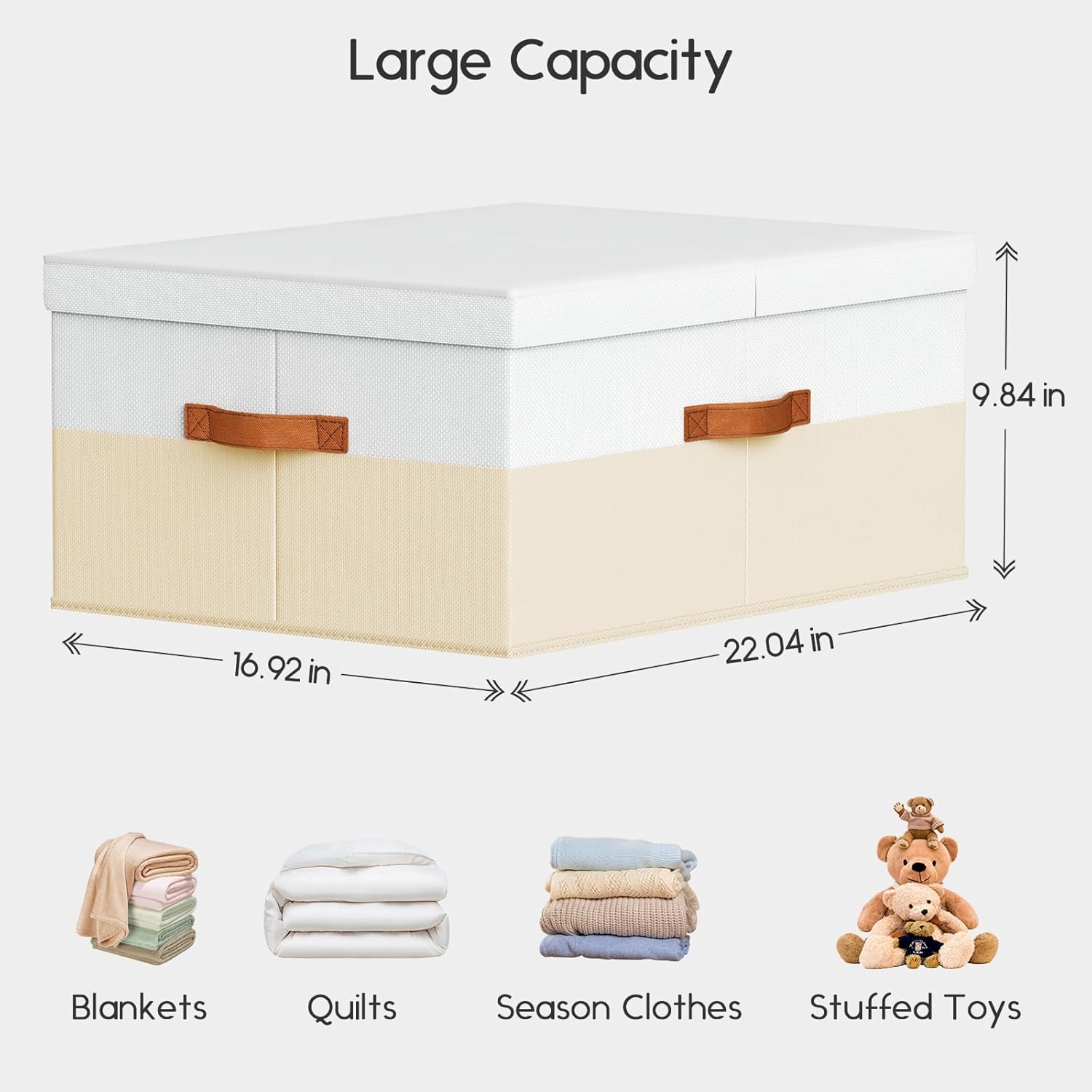 Extra Large Storage Bins - 3 Pack Closet Storage Boxes with Double-Open Lid & Divider Board, Stackable Colthes Storage Organizer, Fabric Basket with Label Tag for Home, Laundry