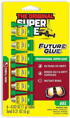 Super Glue Future Glue Gel 6 Mini Tubos de Un Solo Uso, Transparente, Enlace Instantáneo, Secado Rápido, Adhesivo de Cianoacrilatos Profesional,