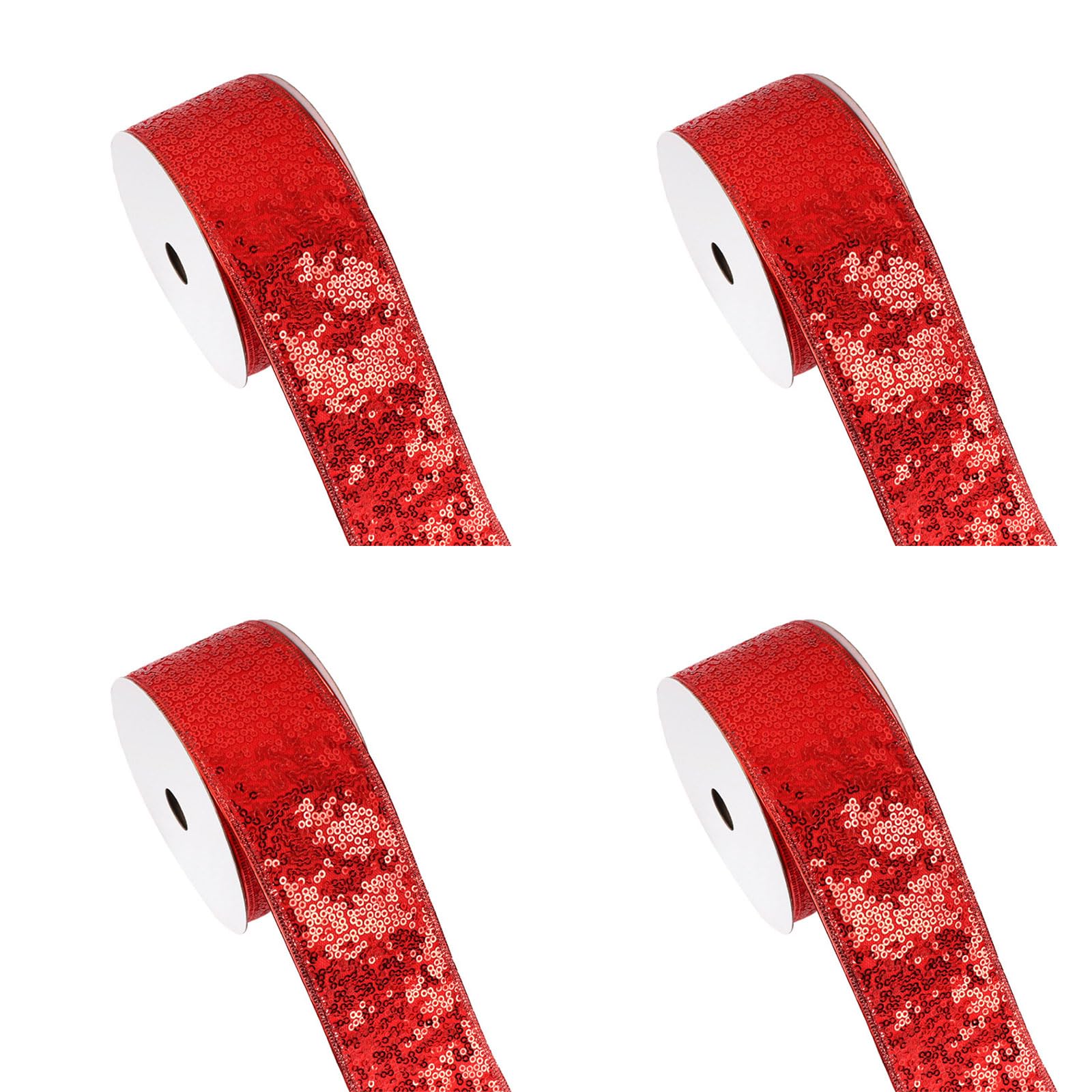 Yhplxyuus 4 Rolls Christmas Butterfly Bowknot Ribbon for Holiday Decoration Colorful Sequins Silk Ribbons Present Embellishment Party Embellishments